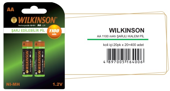 WILKINSON AA 1100mah Şarjlı İnce Pil - AA 1100mah ŞARJLI